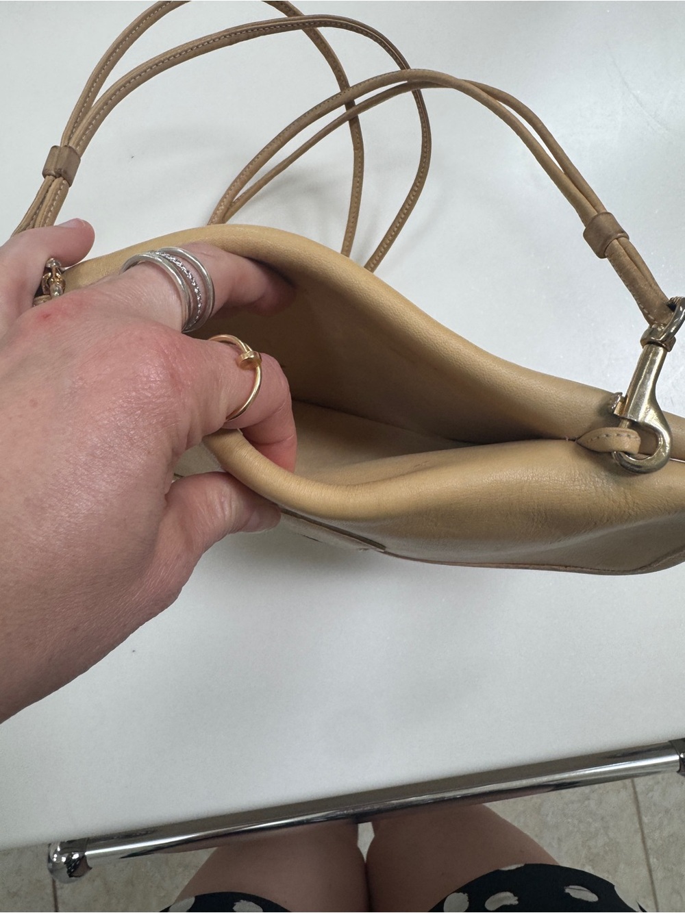 Vintage Coach Bonnie Cashin Double Turnlock Twin Clutch Shoulder Bag Rare Tan - Picture 9 of 13